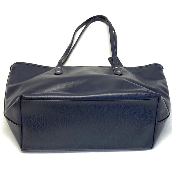 Coach City Zip Top Double Handle Tote Cross Grain Leather Handbag Navy F36875 - Picture 6 of 14